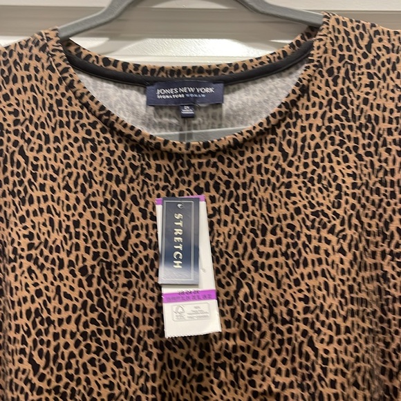 Jones New York leopard print stretch knit cotton shirt size 2X NWT - Picture 5 of 6